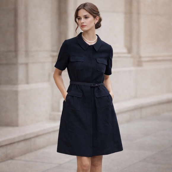 Lafayette 148 New York Dresses & Skirts - NWT Lafayette 148 100% Virgin Wool Crepe Belted Short Sleeve Shirt Dress sz 16W